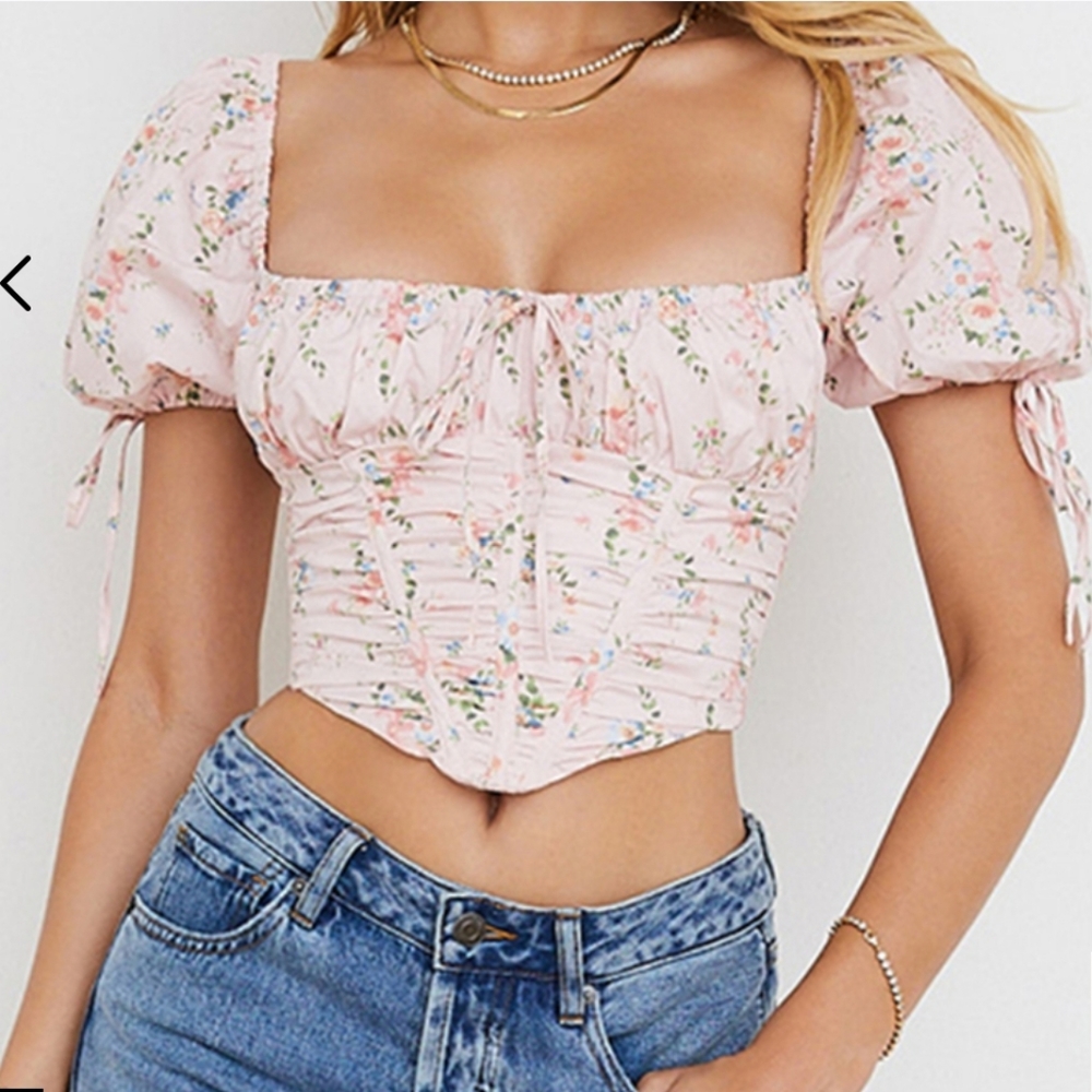 House of cb Gracie floral corsetted top M